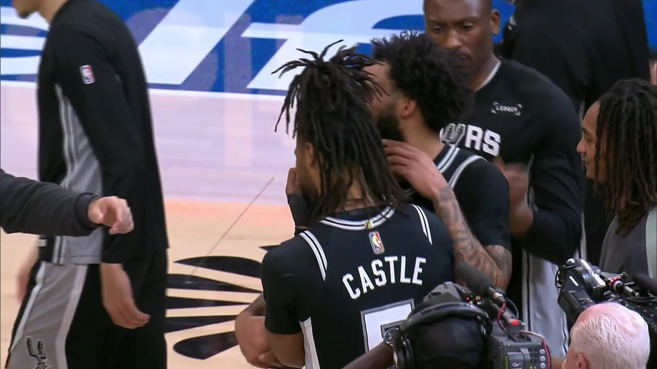 Julian Champagnie full postgame interview on the court after a career-high 36 points and 11 threes franchise record vs the New York Knicks on New Year's eve