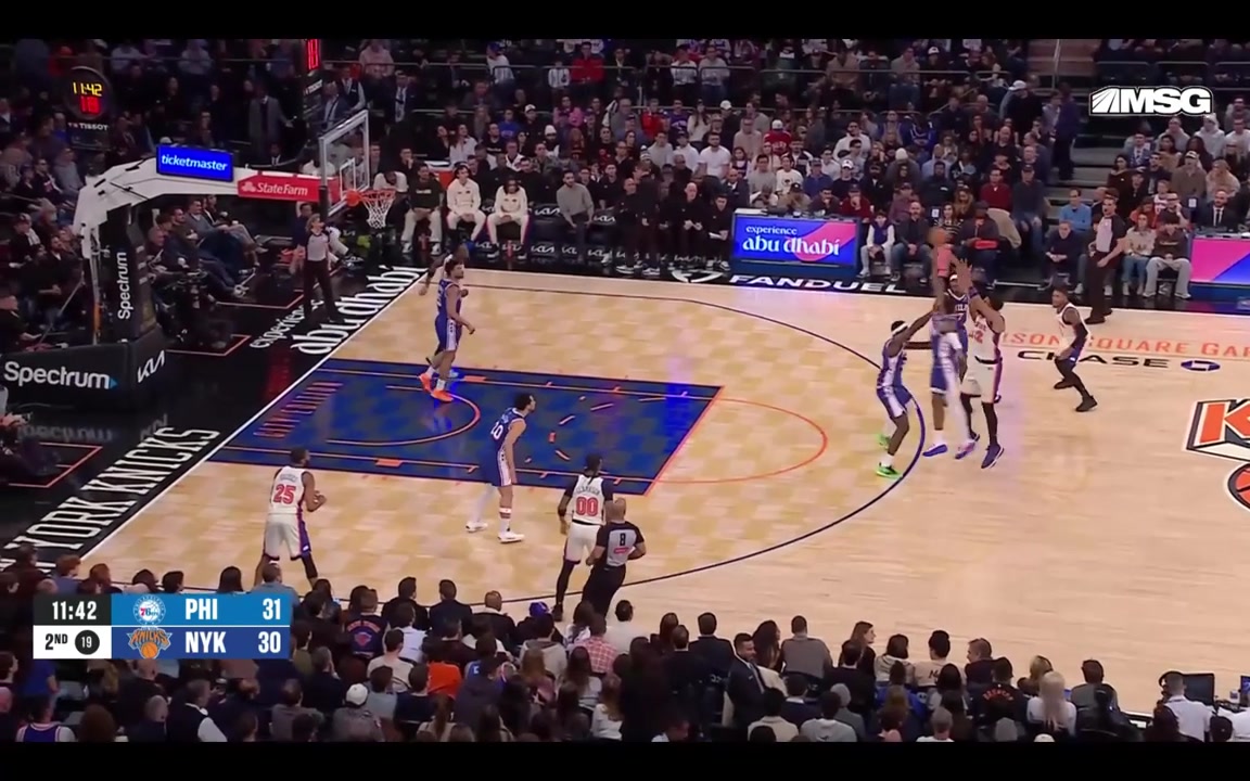 Paul George block on KAT leads to contested 3 made by Edgecombe