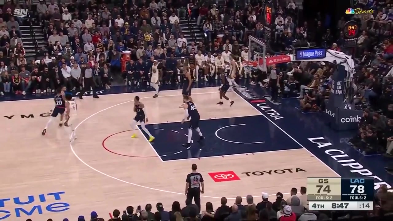 Steph hits the circus shot which is the refs decide not to count after the fact This play was the offensive possession directly before the missed goaltend that Kerr was ejected on