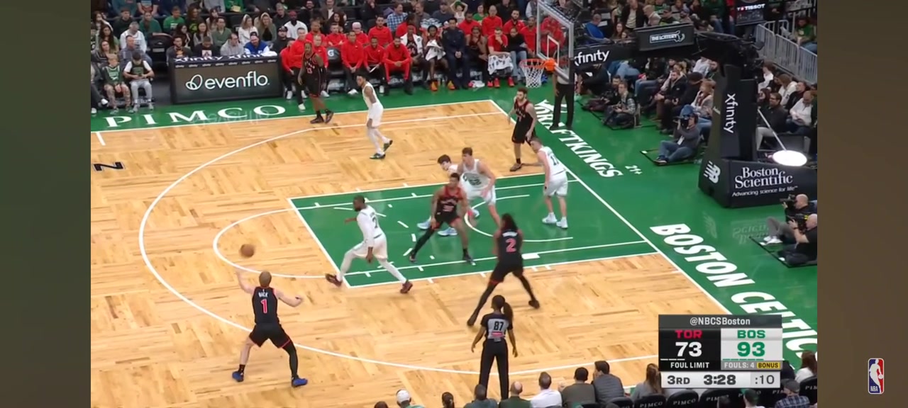 Gradey Dick drains a three which started a Raptors rally Drew Carter with the commentary