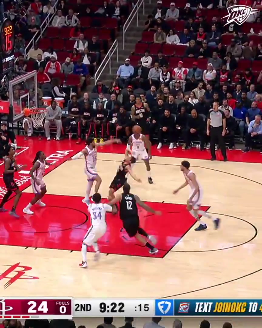 The OKC defense gets 3 blocks in a single possession to cause the 24 second shot clock violation