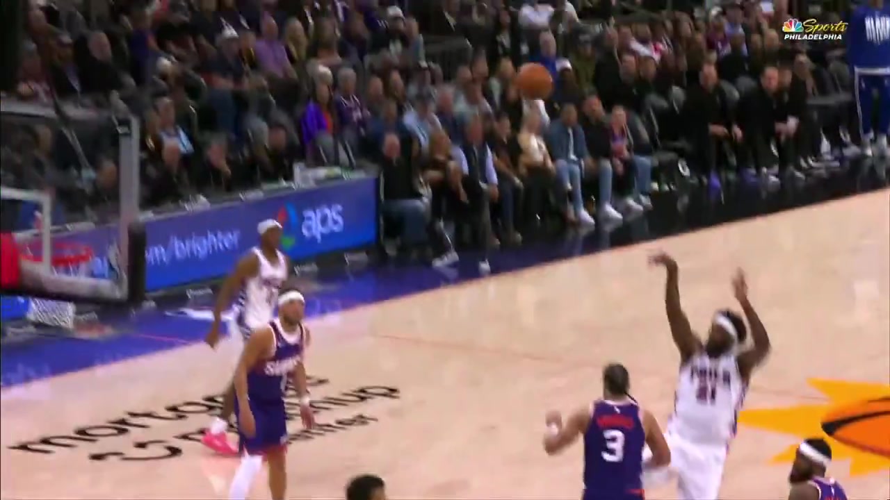 Joel Embiid hits the tough shot over Dillon Brooks then lets him know what he thought of the defense Brooks was playing