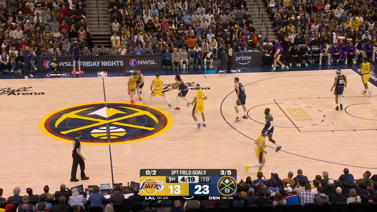 Rui Hachimura with the corner 3 off a beautiful cross court pass by Luka Doncic with a replay