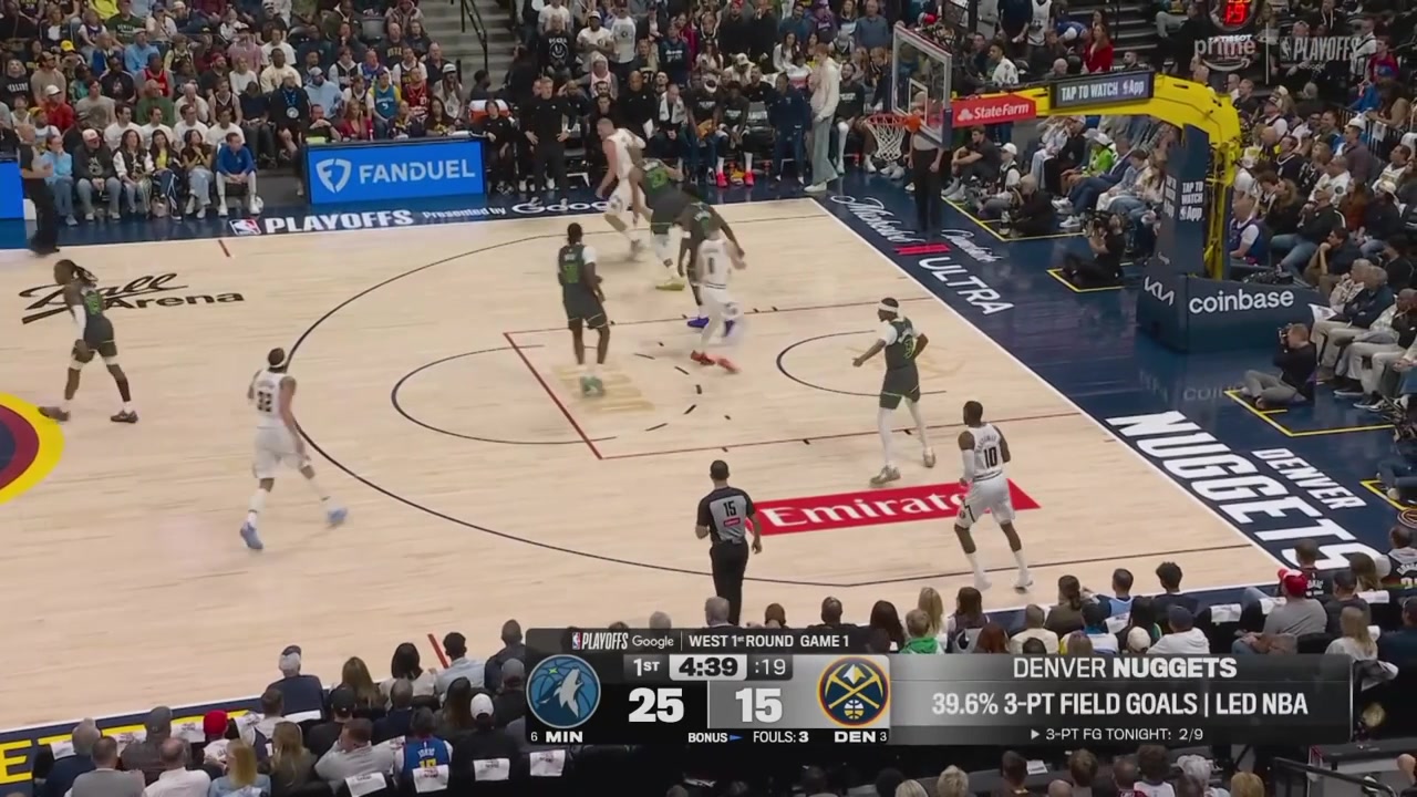Rudy Gobert knocks the ball away from Nikola Joki for the turnover leading to an Ayo Dosunmu pass to Naz Reid who hammers it home in transition