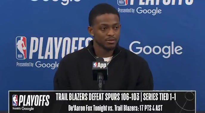 De'Aaron on the Blazers physicality If they're gonna be officiated and let them be physical just let us be physical back