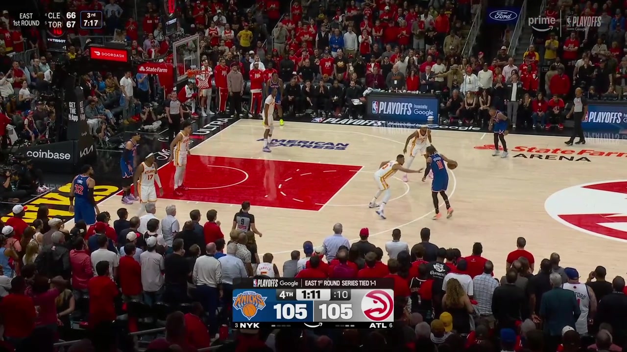 Brunson gets the and-1 and New York takes the lead with a minute remaining