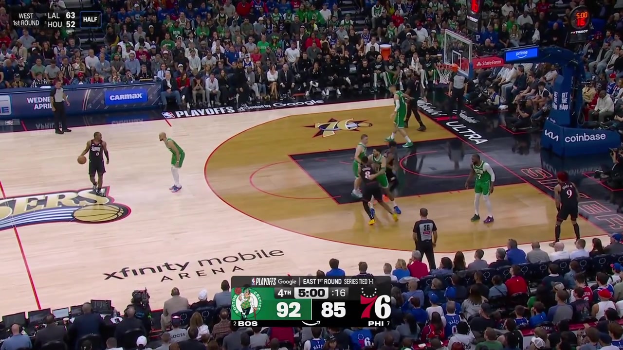Andre Drummond hits an important 3 to cut the Celtics lead down to 4 with less than 5 minutes remaining in regulation with a replay