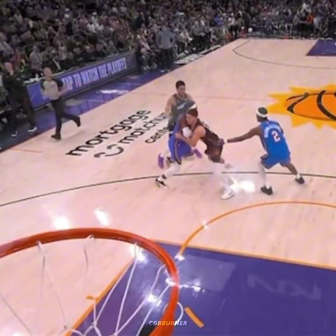 Booker gets tripped on contact with Lu Dort