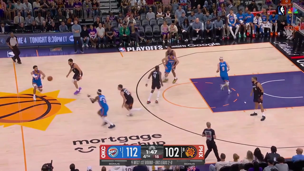 Shai Gilgeous-Alexander finds Lu Dort for the corner dagger 3 as the Thunder are about to go up 3-0 in the series