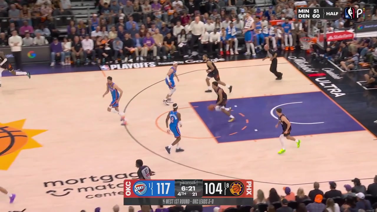 Devin Booker drives to the rim and hits Chet Holmgren in the face with his hand as Chet is called for the blocking foul with replays The call remained the same upon a review for a hostile act