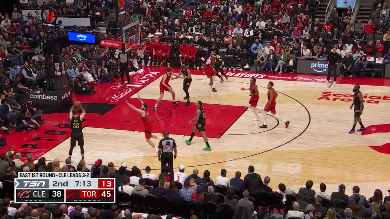 Scottie Barnes takes the fast break spins around James Harden and throws it down over Jarett Allen Crowd is fired up