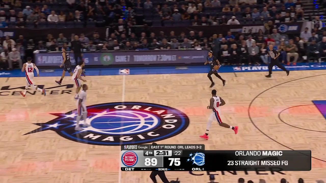 Paolo Banchero with the driving dunk and the Magic finally score a field goal in the 4th quarter with a replayThe Magic had 23 consecutive missed field goals up until that point not just in the 4th quarter