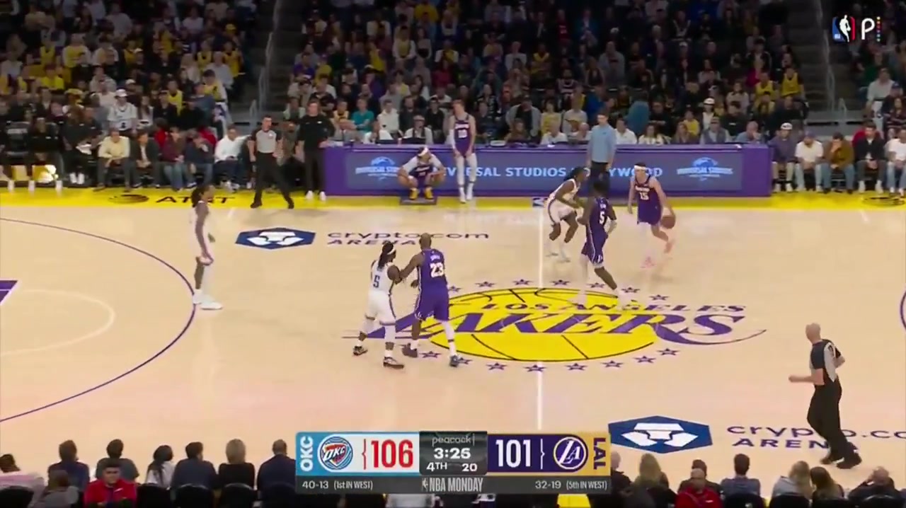 Jason Timpf Watching every Lakers turnover vs OKC to prep for the series and came across this gem Watch Lu Dort deliberately swing his left leg out and trip Austin on the drive No call
