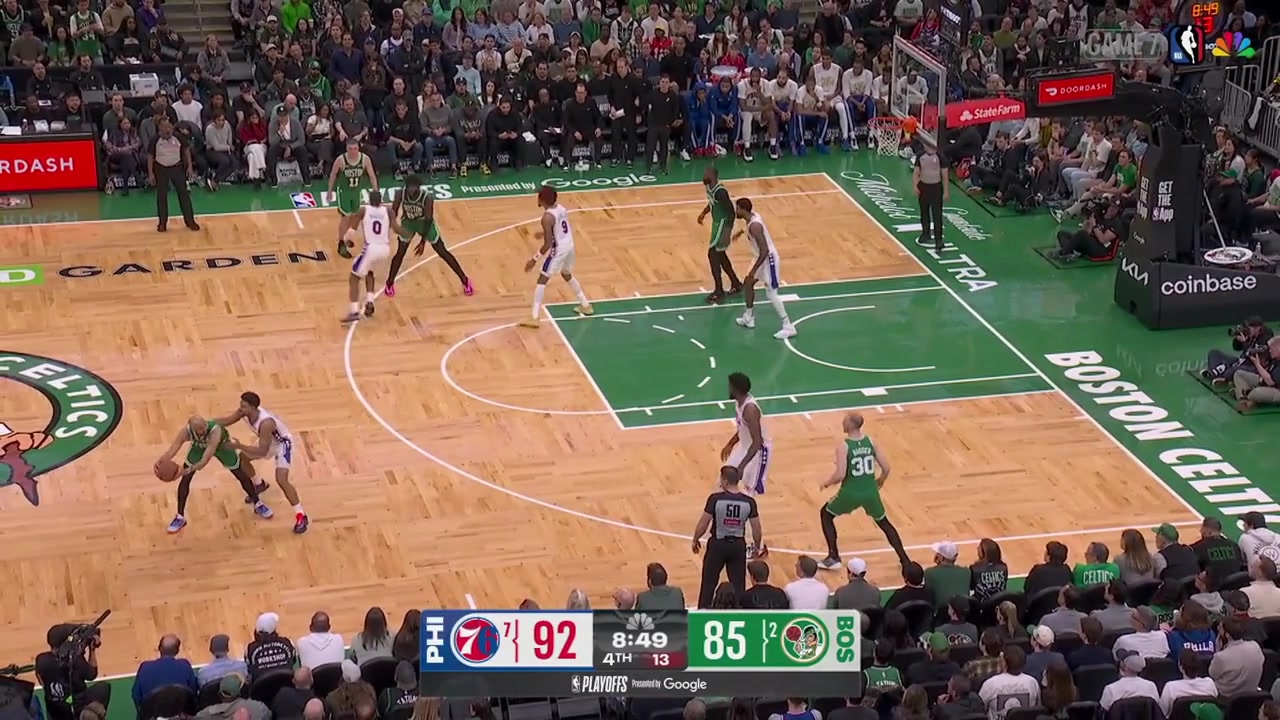 Neemias Queta scores the And-1 off a pass by Derrick White to cut the 76ers lead to just 4 with replaysReggie Miller is convinced there should have been an offensive foul call on White prior to the And-1