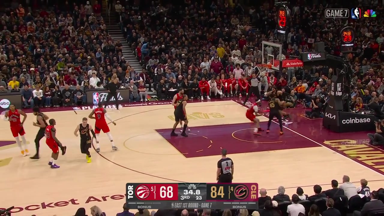 Max Strus amp Jarrett Allen spam the give and go like they are in the park and Allen gets fouled on the dunk attempt with a replay