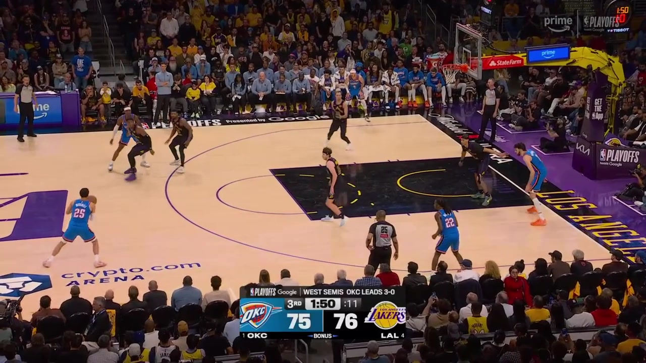 Ajay Mitchell attacks Reaves and finishes with the crafty lefty lay