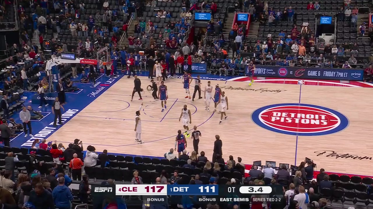 The final seconds of the game between the Detroit Pistons and the Cleveland Cavaliers - Game 5 - Eastern Semifinals - 2026 NBA Playoffs Including postgame interview on the court with James Harden