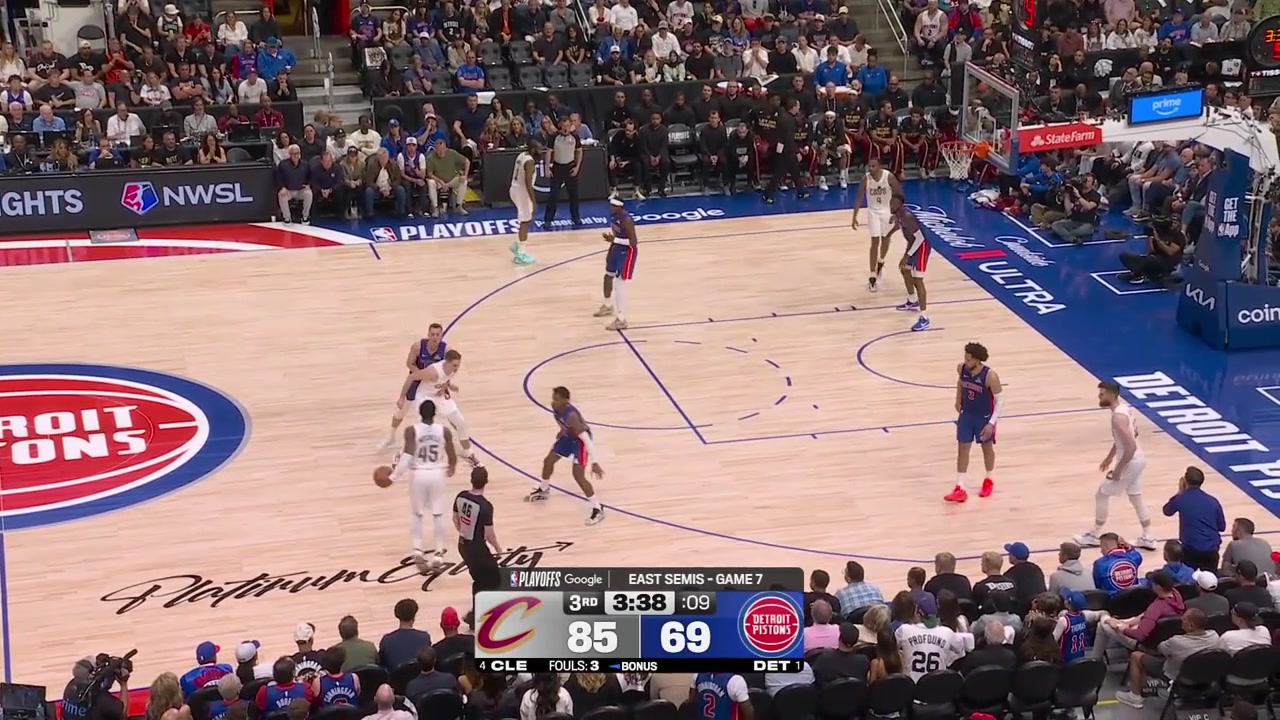 Sam Merrill hits his 5th triple of the night to give him 20 pointsDonovan Mitchell strips Marcus Sasser and scores the fastbreak layup at the other endThe Pistons look deflated