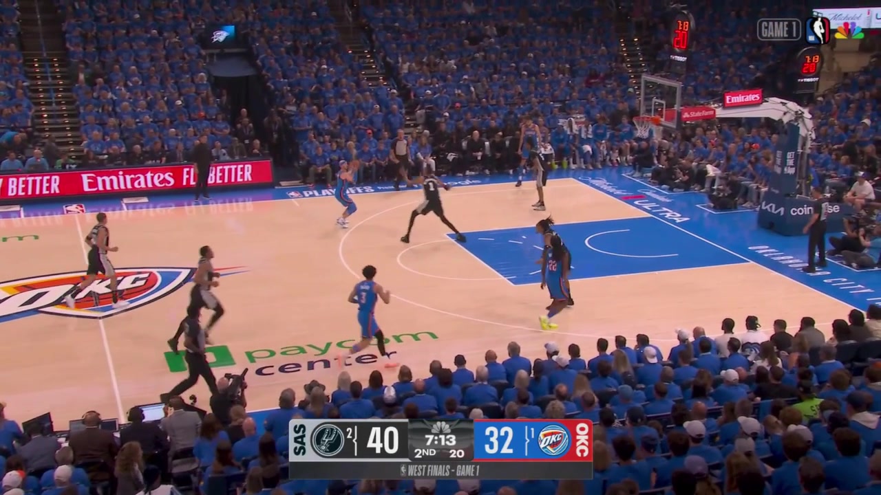 Caruso misses at the rim and Spurs rookie Carter Bryant soars to reject the 2nd chance points