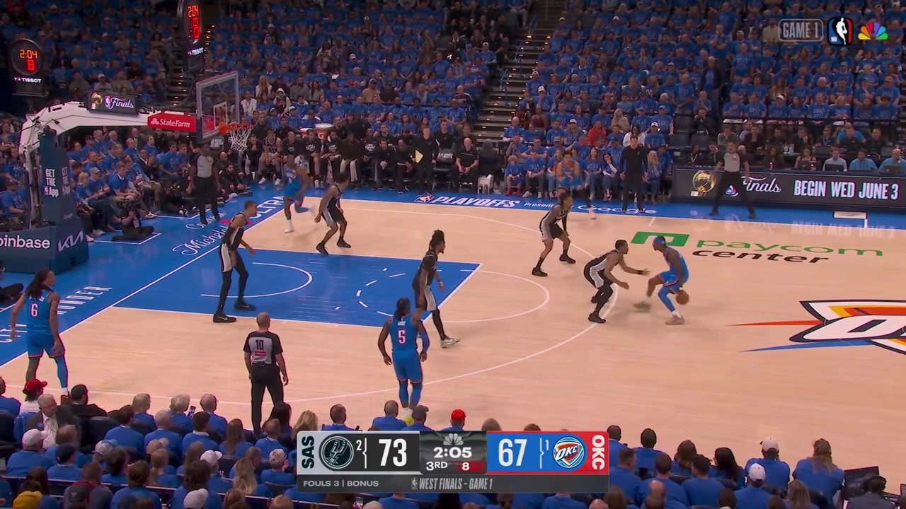 Victor Wembanyama with the absurd block on Jalen Williams' putback attempt with a replay Forcing a Spurs ball