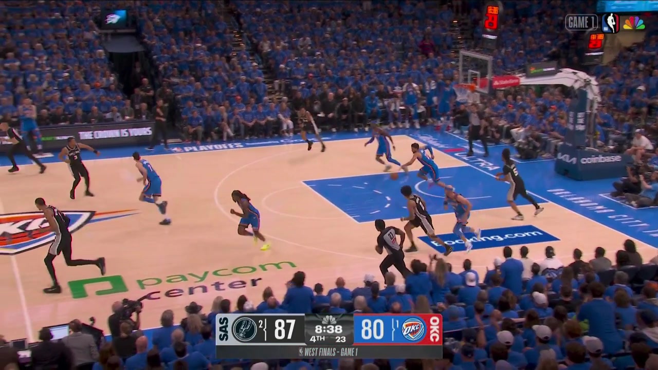 Lowlight Caruso makes a nifty pass to SGA who smokes the lay-in and remains at 10 points on the night