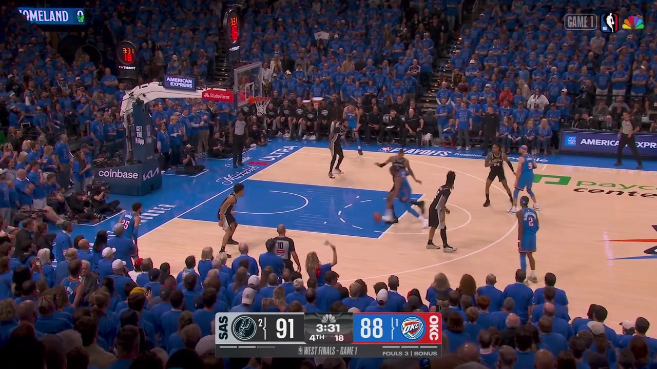 Wemby gets distracted trying to direct the defense which allows Caruso to sneak by and cut the lead to 1