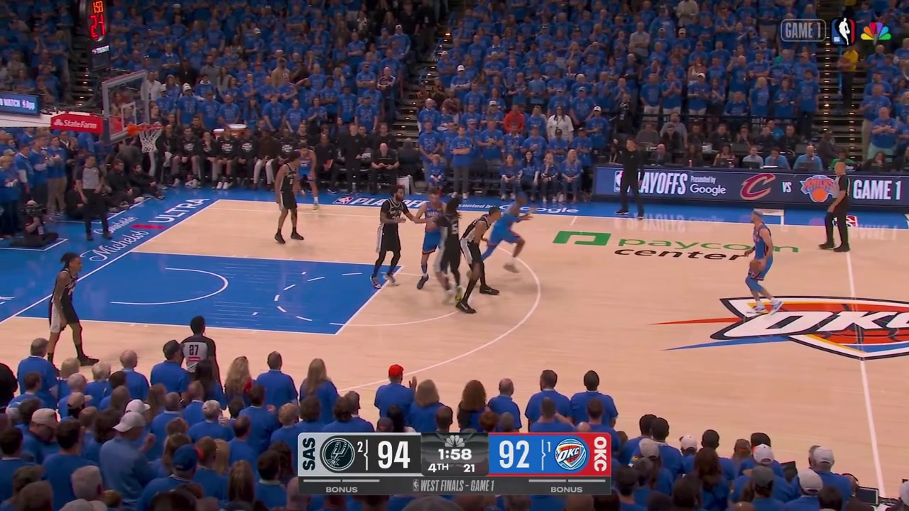Alex Caruso hits a big clutch 3 to give the Thunder the lead with 2 minutes remaining in regulation27 Points for Caruso