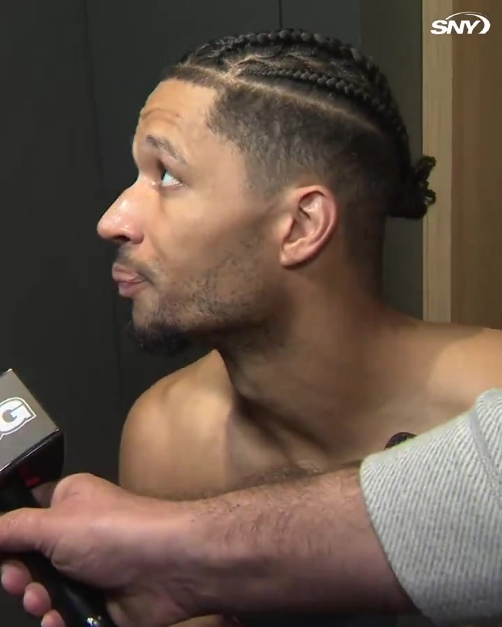 Josh Hart is asked if the Knicks winning 10 straight playoff games feels surrealNah We don't think about it that way We're 1-0 today Monday we're 0-0 We're far from our goal