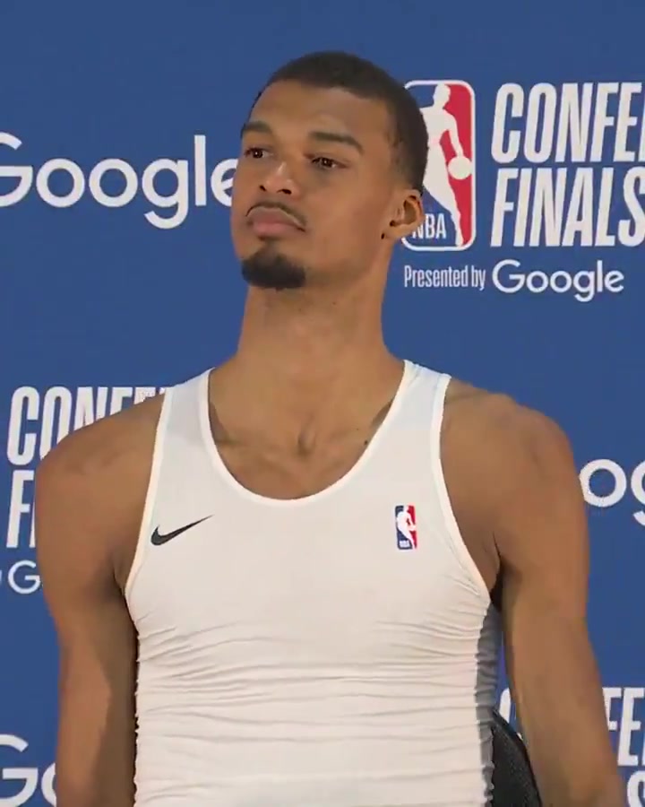 Reporter Doesn't seem like you make a whole lot of halfcourt shots when you're messing around after practices Wemby I wasn't messing around at halftime