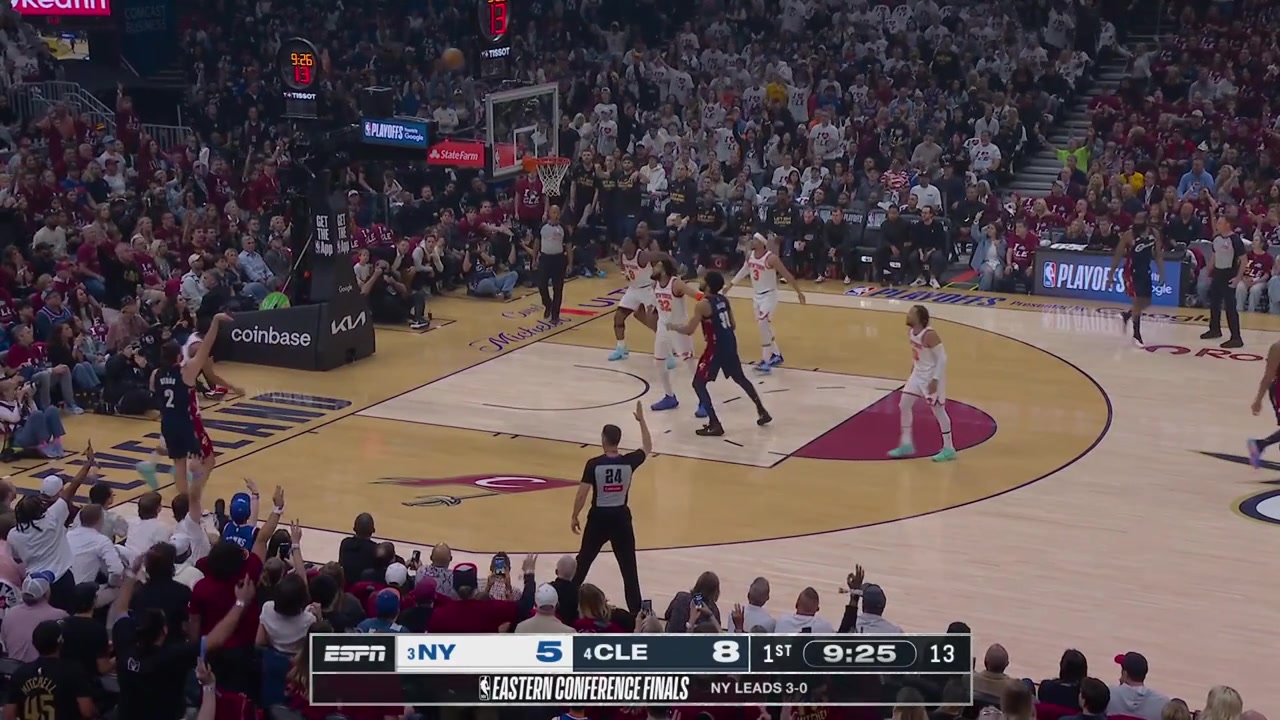 Mikal Bridges manages to tap and bank in the alley-oop lob by Josh Hart