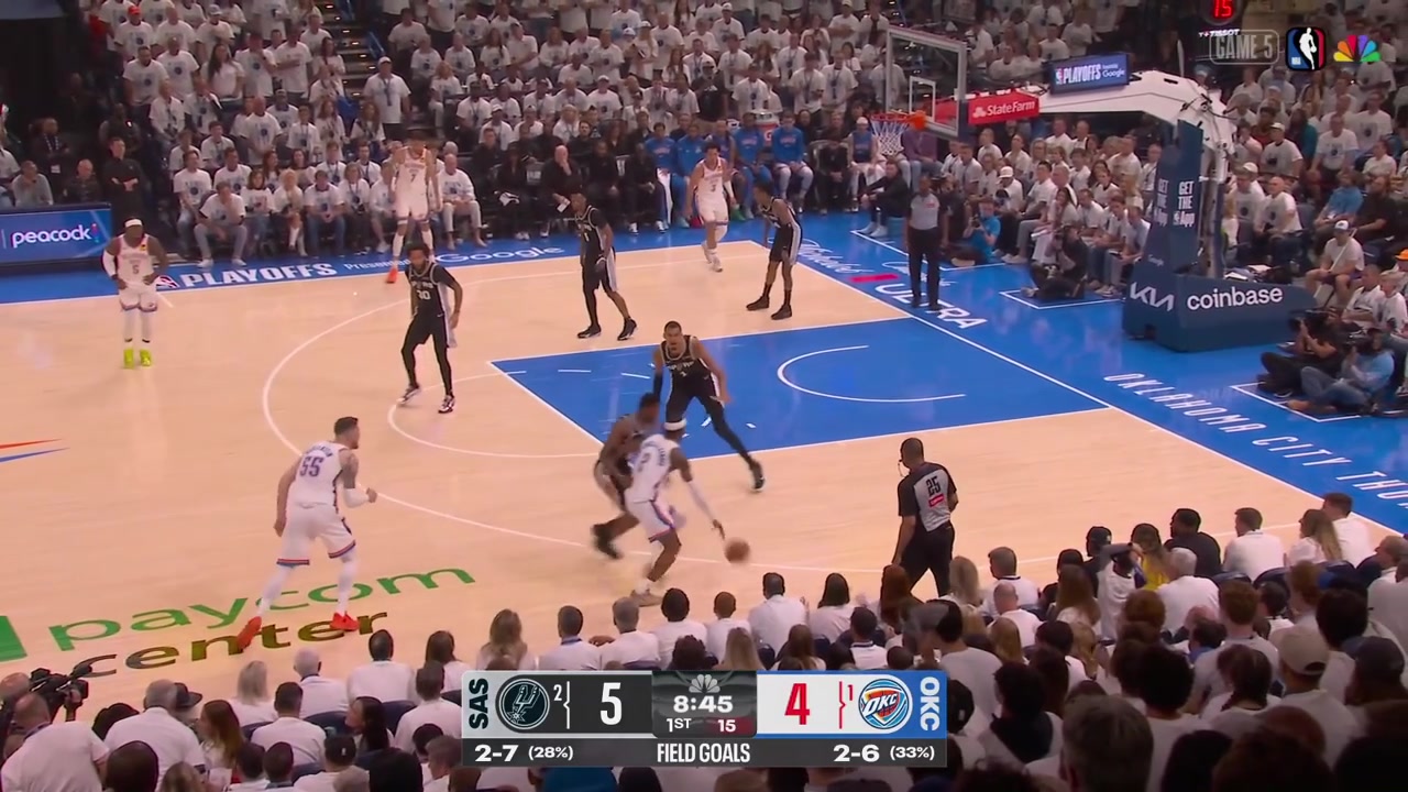 Shai Gilgeous-Alexander finds Isaiah Hartenstein for the dunk after a rare defensive lapse by the Spurs and Wembanyama