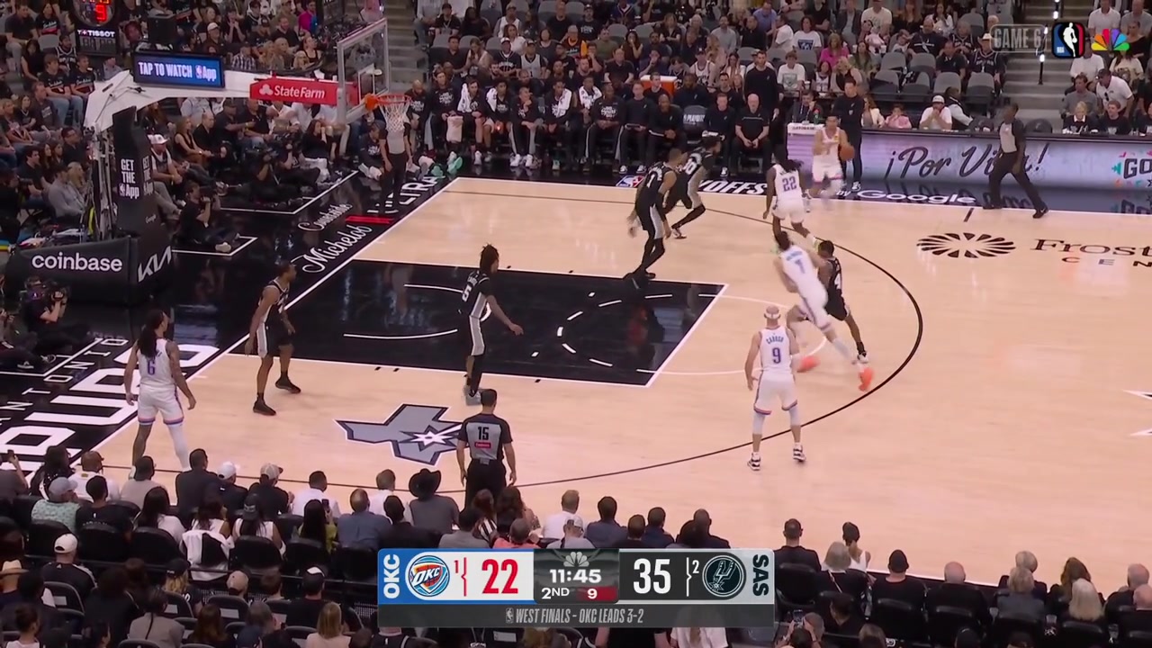 Victor Wembanyama with great defense on Jared McCain and the lefty layup finish off the spin move to put the Spurs up 15 points with replays