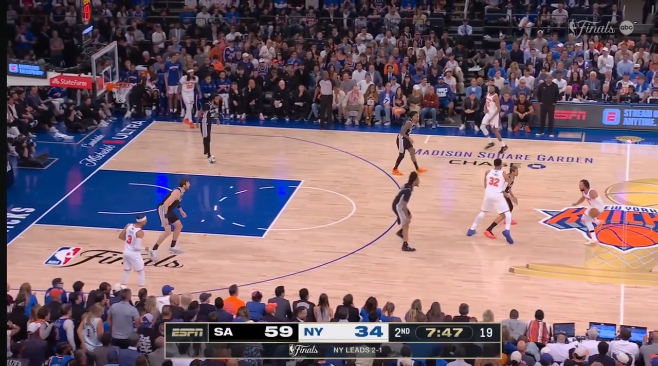 Karl Anthony Towns picks up an offensive foul his 3rd in the game with 7 minutes remaining in the 2nd quarter