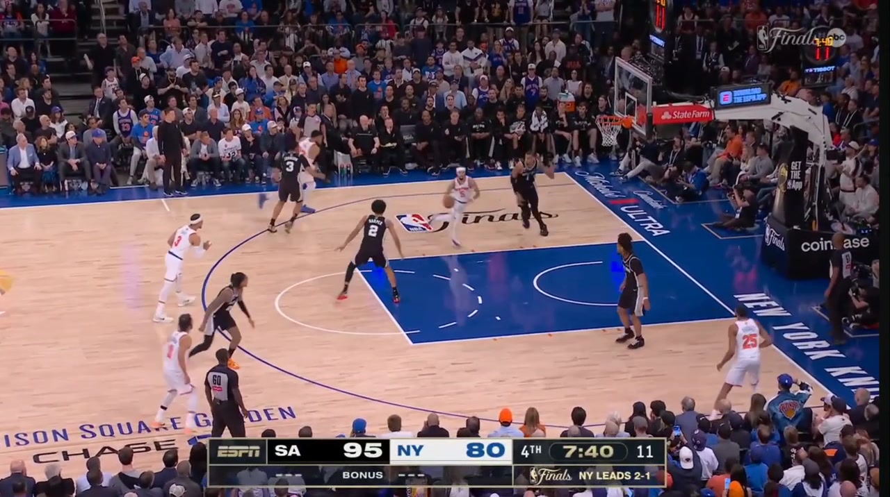 KAT drills in a tough stepback 3 to cut the lead to 12
