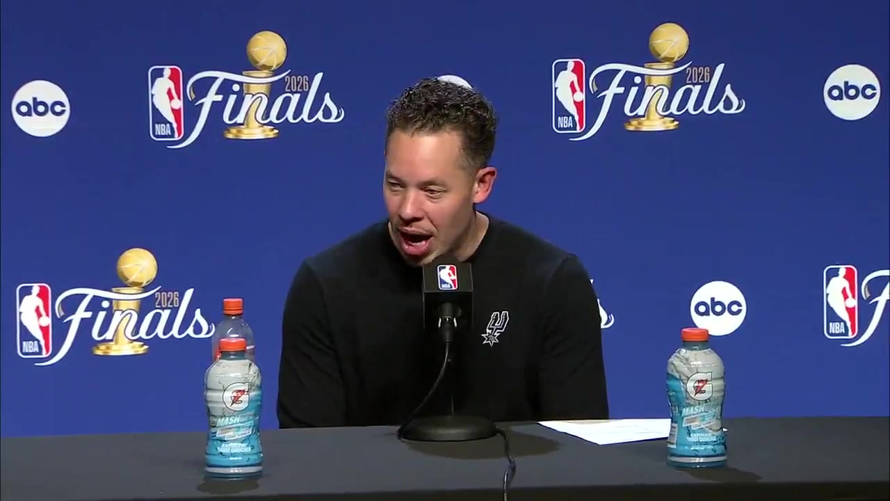 Knicks fans go crazy in the background while Mitch Johnson tries to explain how they lost Game 4