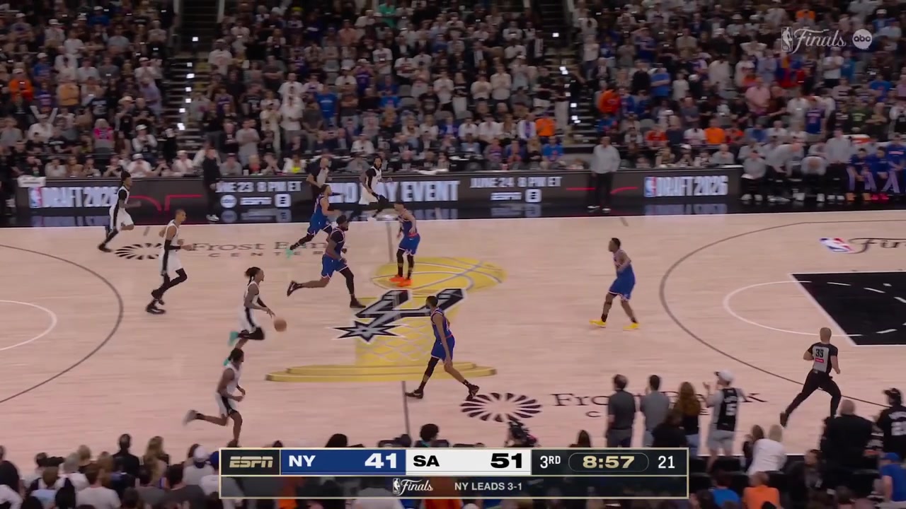 Victor Wembanyama hits the fadeaway off the spin move and shortly after gets fouled with replays