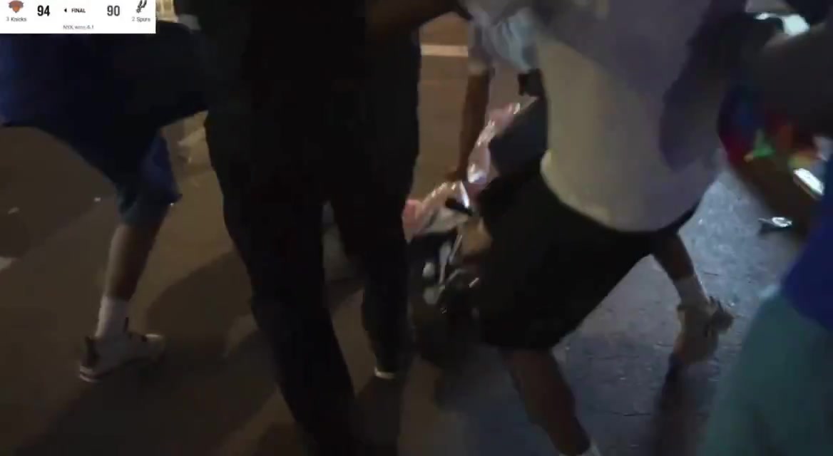 Knicks Fans Beat Down Victor Wembanyama Inflatable After Winning Championship