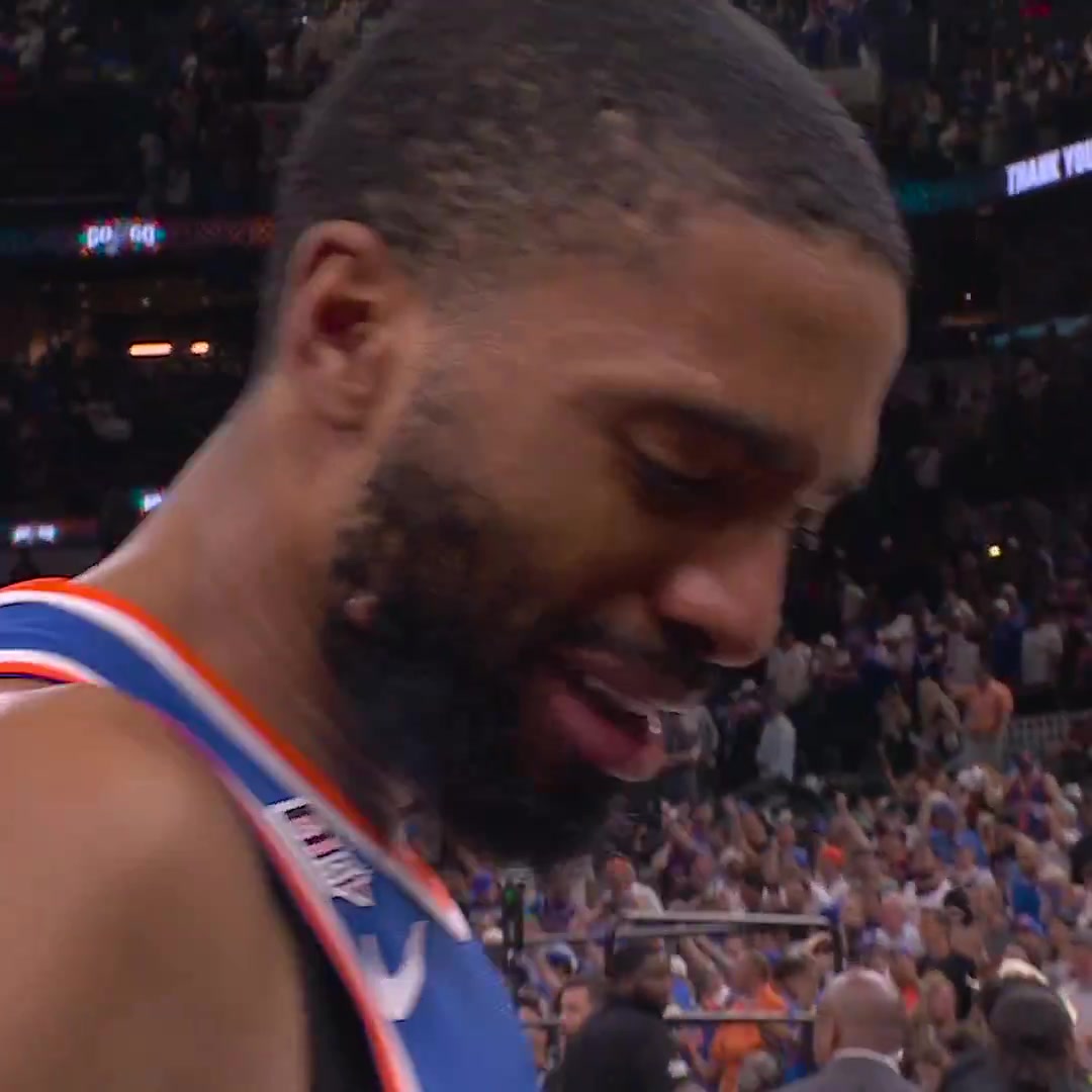 Mikal Bridges overcome with emotions after the Knicks Finals win