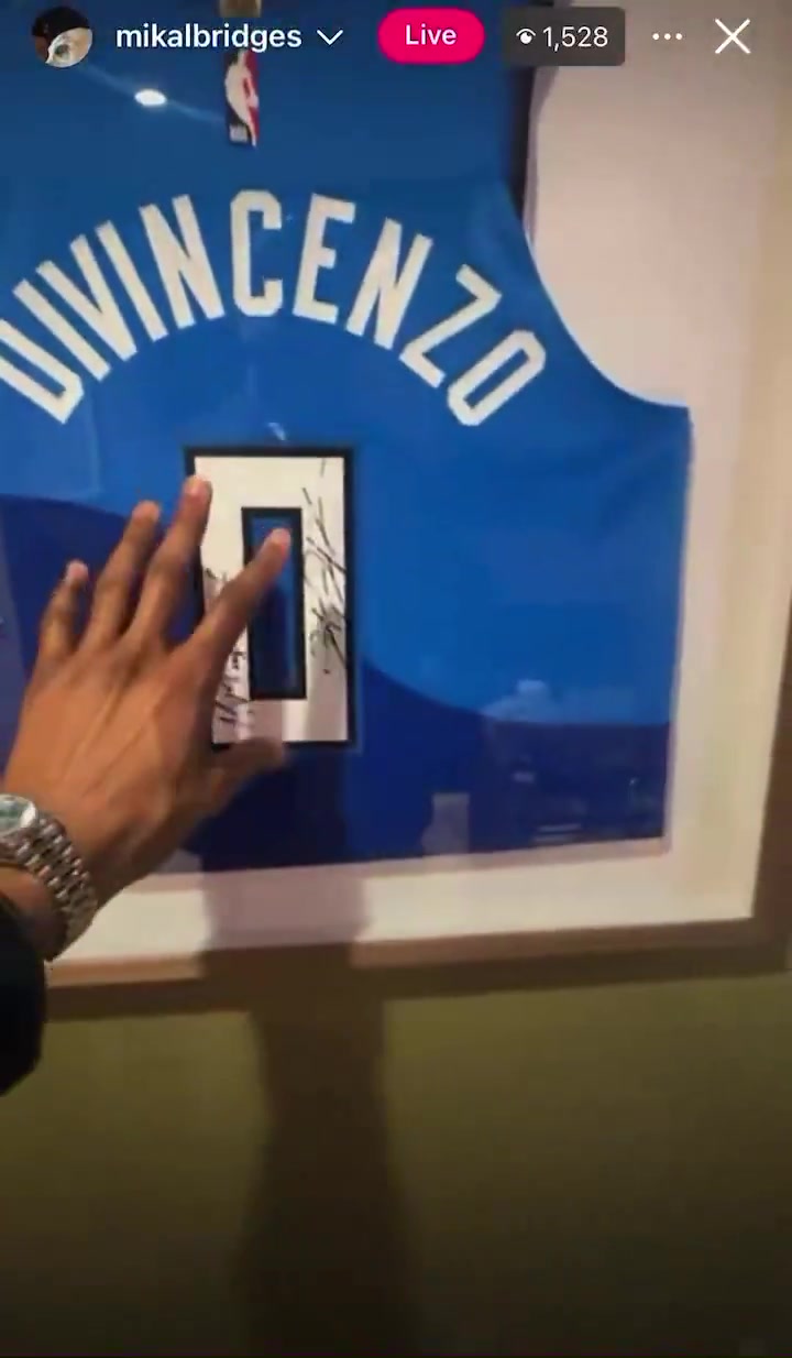mikalbridges Mikal Bridges goes live on Instagram to show off his jersey collection