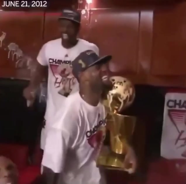 14 Years Ago Today - Chris Bosh Pours Champange All Over His Face After Winning Championship