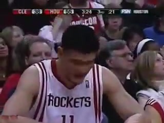 Yao Ming curses on the bench