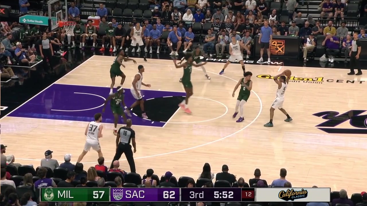 Dylan Cardwell with the putback the floater and the alley-oop dunk as he hypes the crowd with a replay