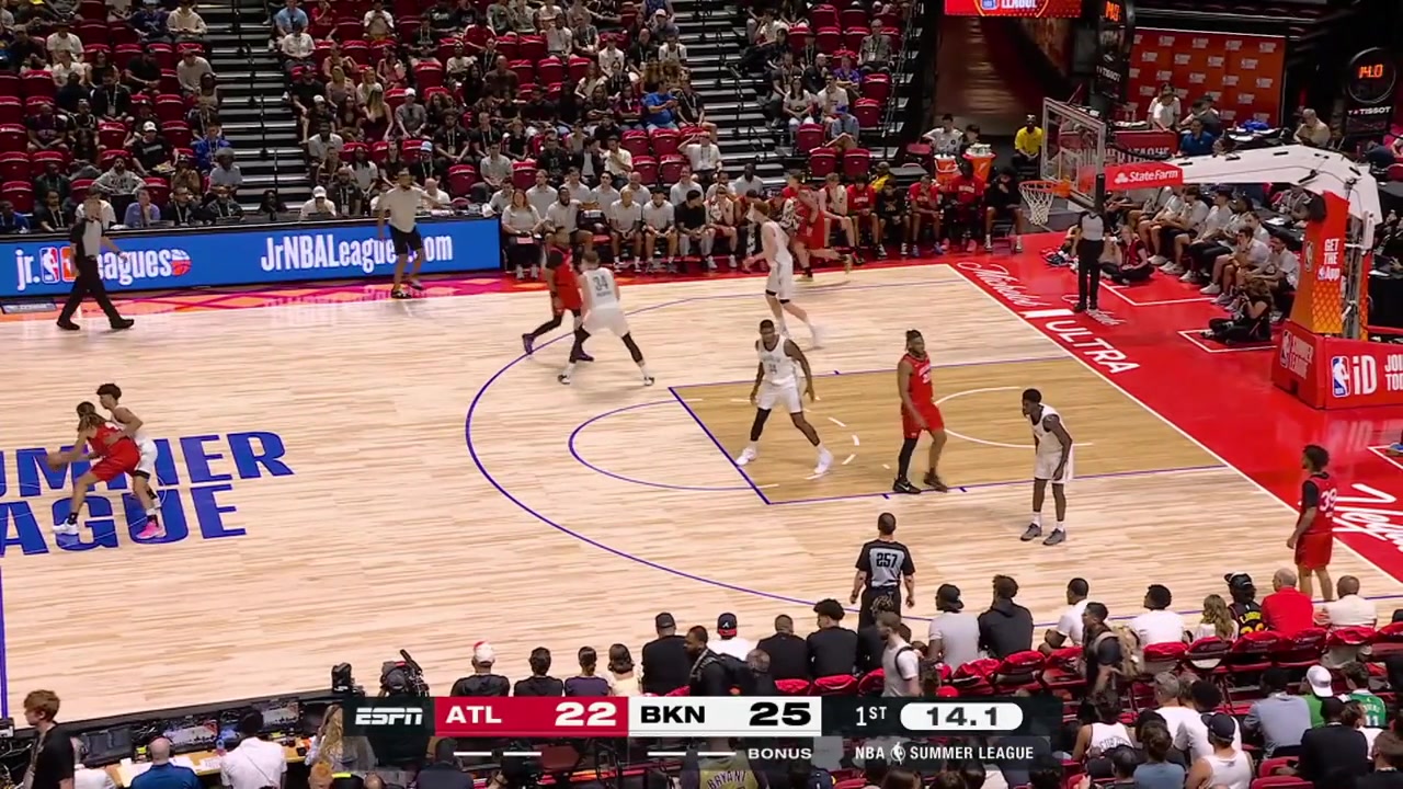 Kingston Flemings escapes the double team by the Brooklyn Nets and finishes with the beautiful lefty layup through contact with replays