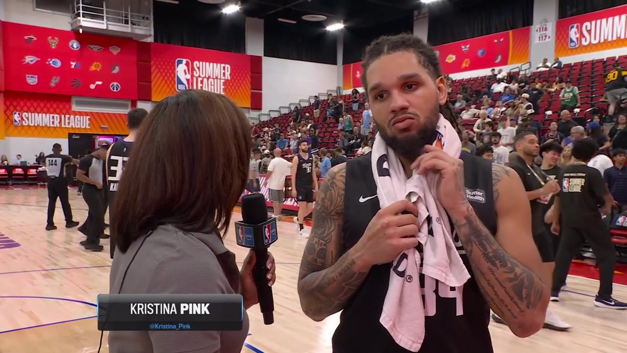 Emanuel Sharp full postgame interview on the court after the 92-90 win over the Charlotte Hornets - Las Vegas Summer League