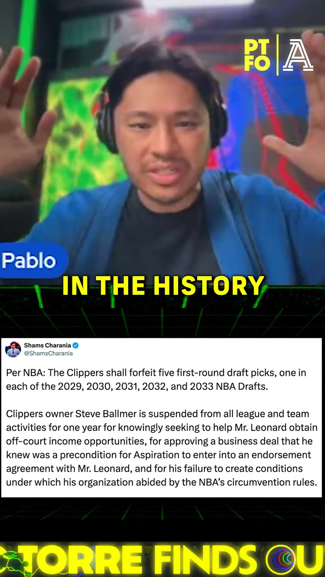 David Samson Steve Ballmer in this situation when you're suspended from league and team activities that means he doesn't go to owners' meetings he can't be around the team he can't go into his own arena This is a full one year suspension