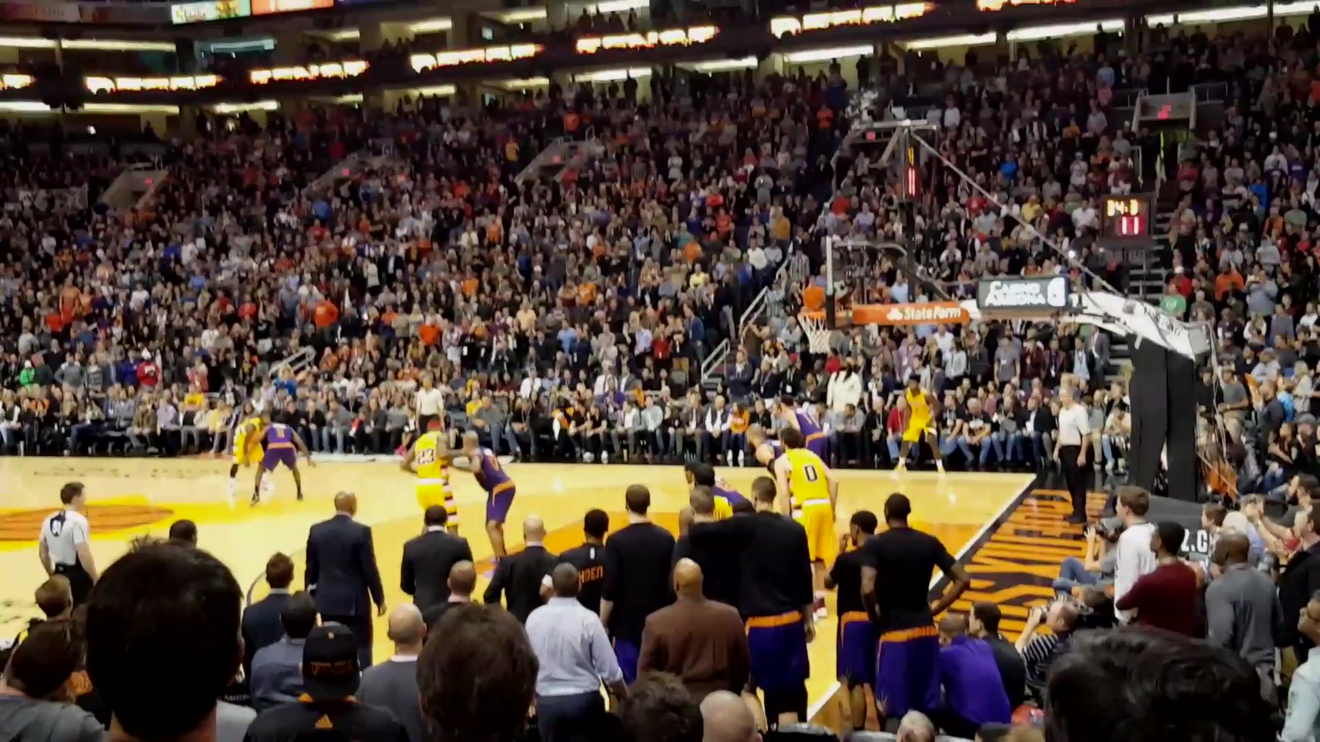 Nice fan footage of the clutch Kyrie 3 pointer last night (credit to /u/iserrac)