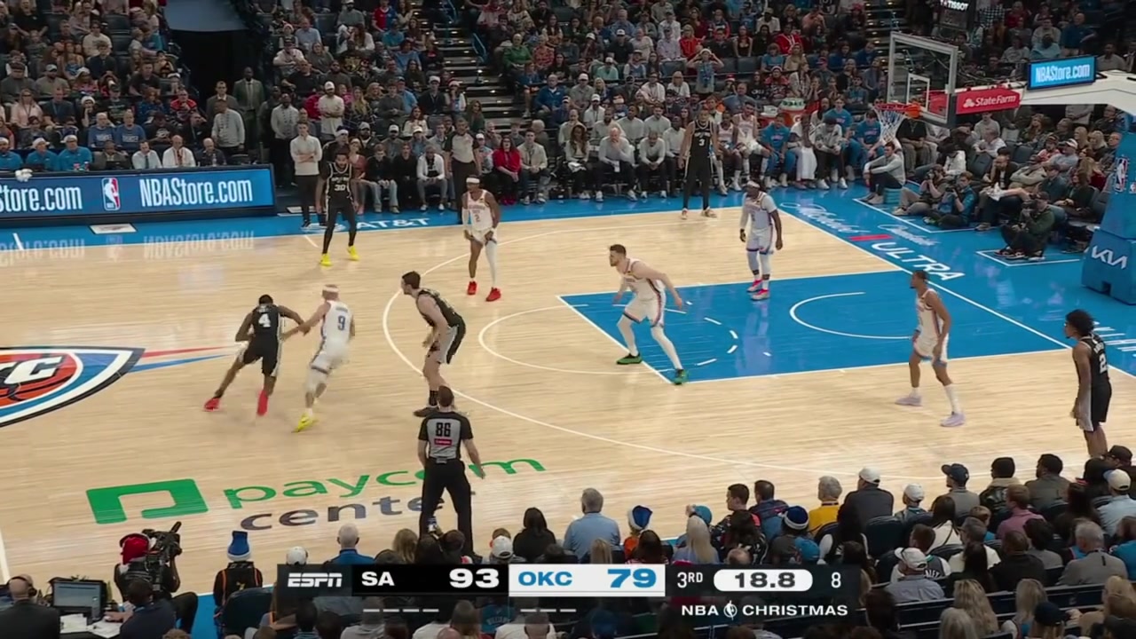 Keldon Johnson with the powerful two-handed putback dunk with a replay