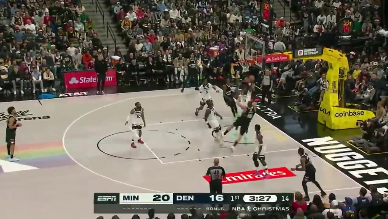 Jokic is sent flying from the hard foul by Randle