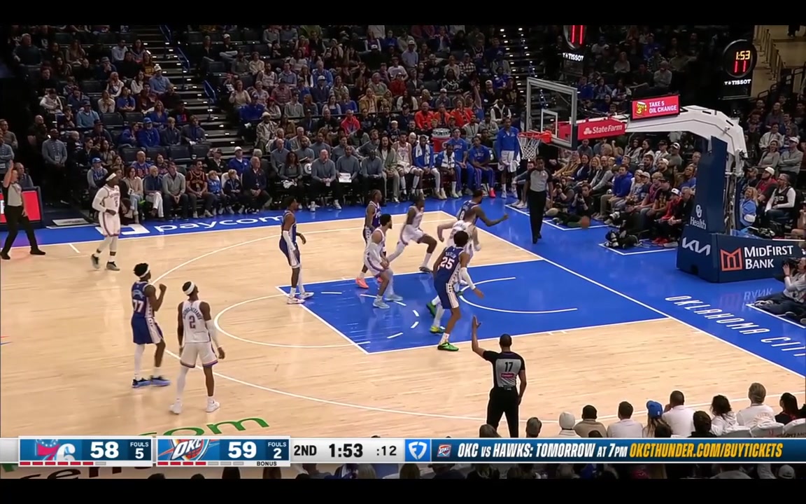SGA airballs a 3 Maxey the next possession drains a contested 3 over Jalen Williams