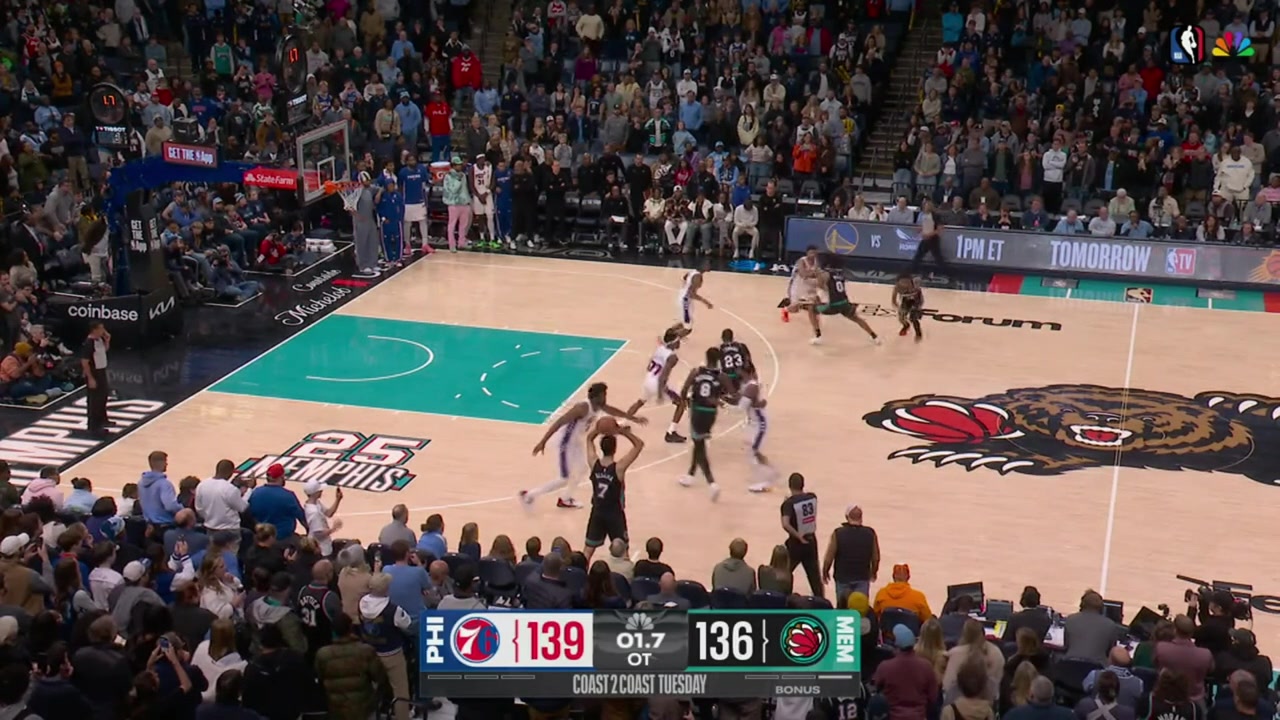 Cedric Coward misses the potential game-tying 3 in overtime and the 76ers win